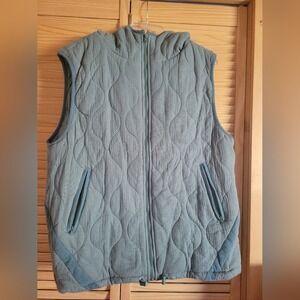 Sewn+Seen New With Tags Teal Quilted Puffer Cotton full zip Vest size Medium NEW